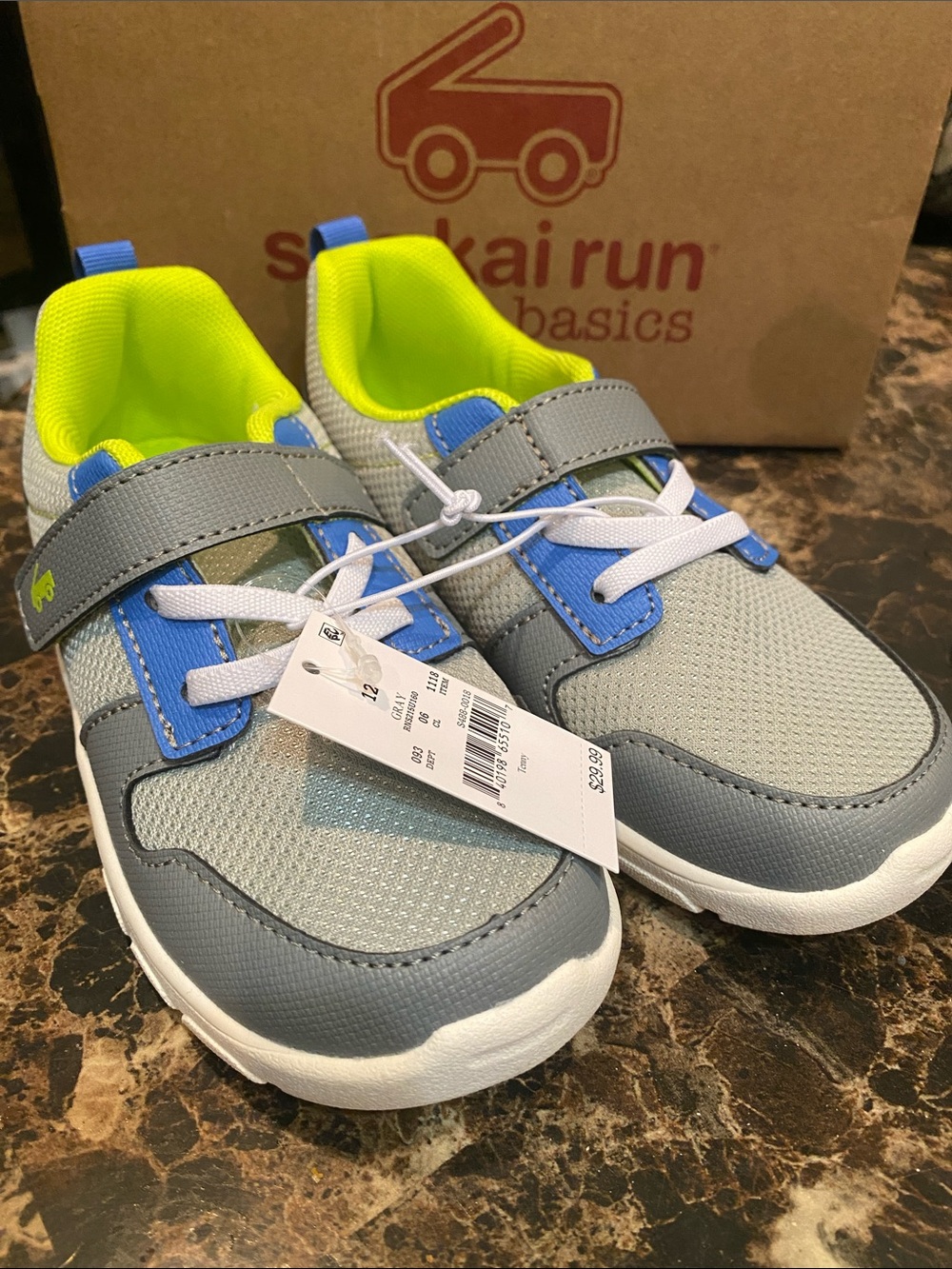 See Kai Run Gray, Blue & Neon Yellow Kids Sneakers